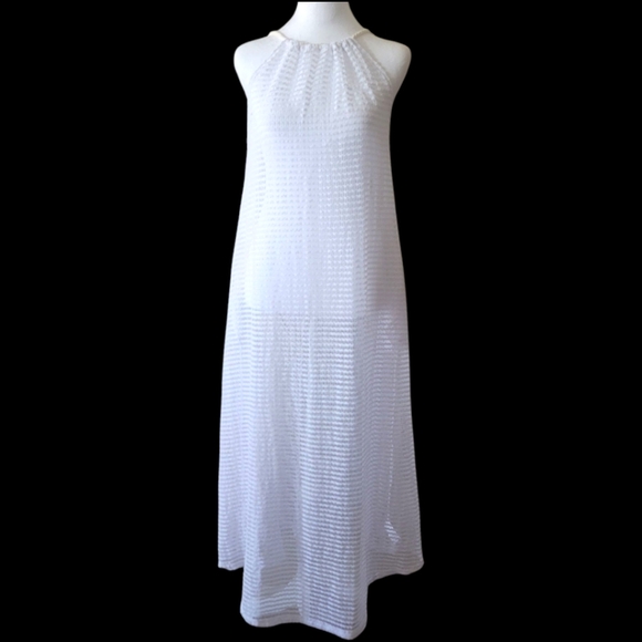 Haute Hippie Style Crochet Mesh Swimsuit Cover-Up Dress, M, White, Pre-owned - Picture 1 of 7